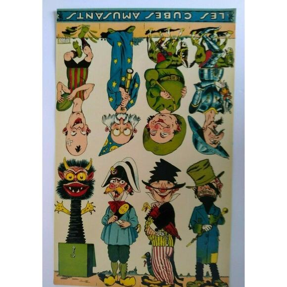 Vintage Print Original Game Cube Artwork France 8 Different Wizard Creature 1920 - Picture 9 of 12